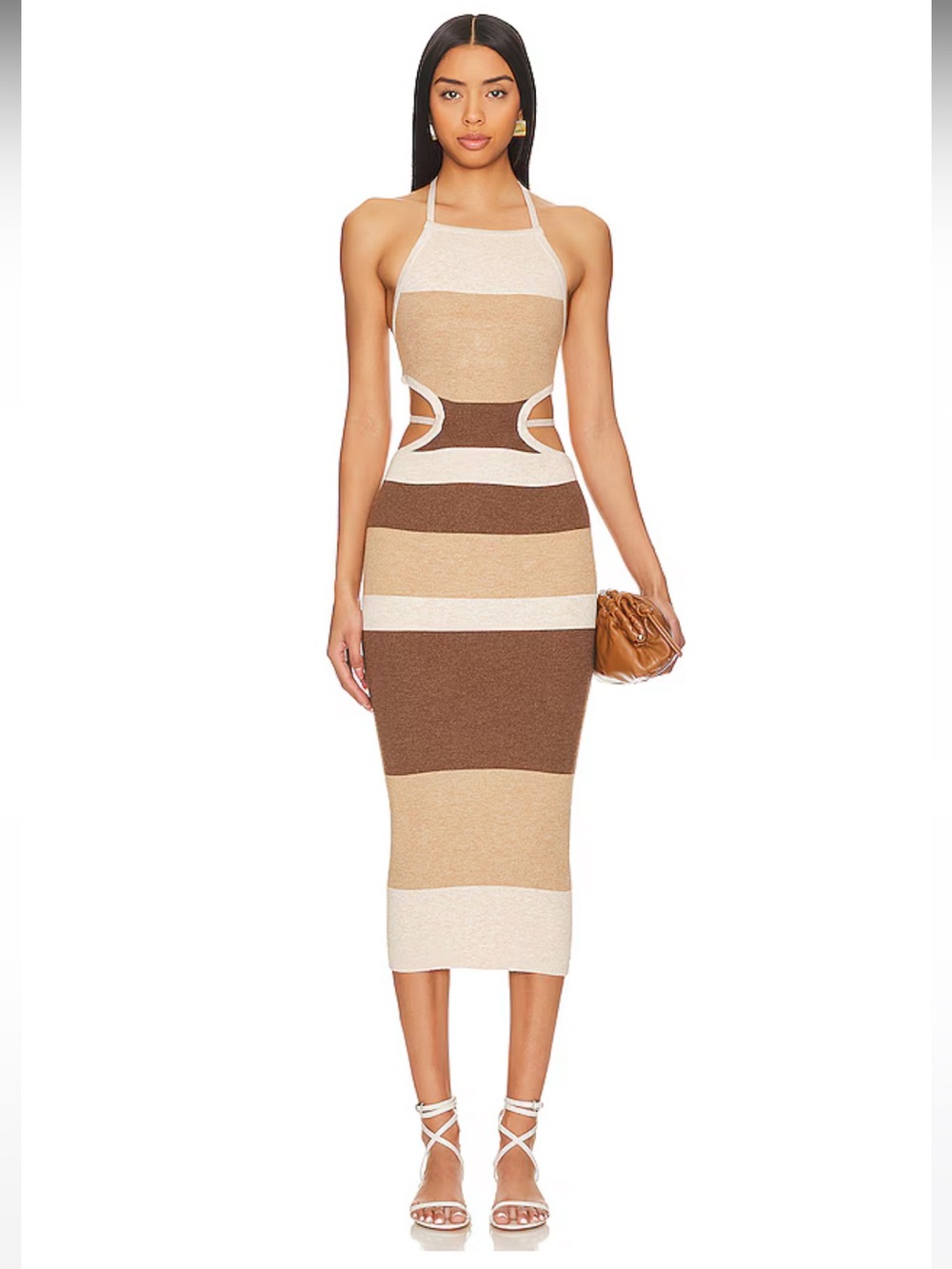 NWT! Camila Coelho Emlyn Stripe Knit Dress in Neutrals